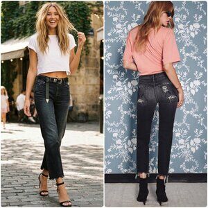 NWT Mother The Saint Chew Crop Straight Of Cats & Kings Dark Grey 25, 26 $238